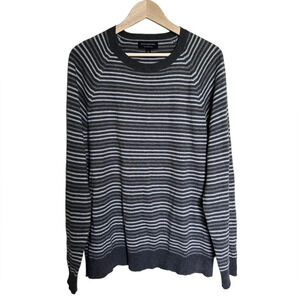 Banana Republic • Light Grey Stripe Premium Luxe Crew Neck Sweater